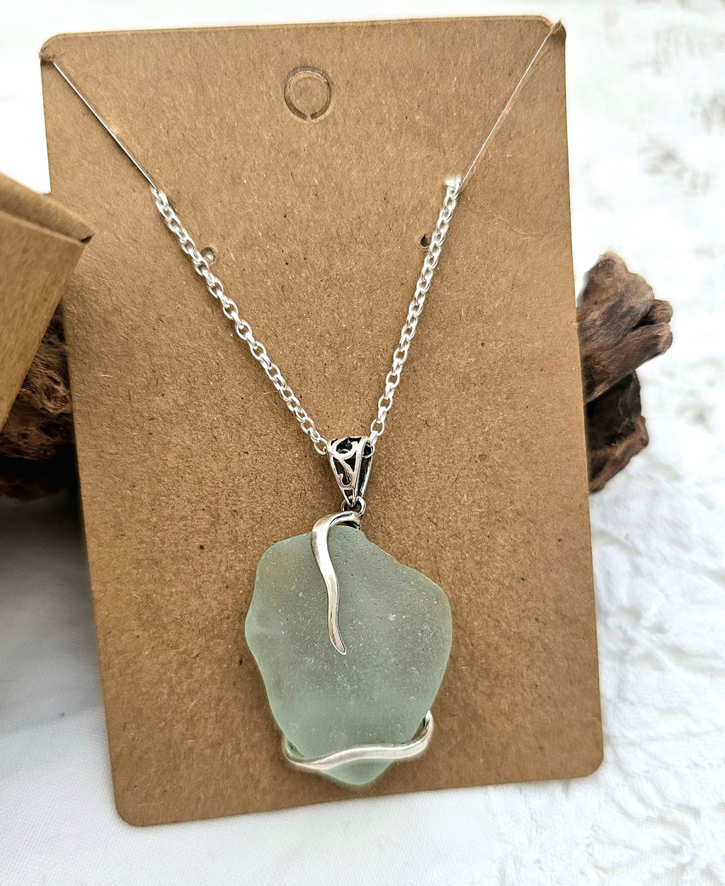 Authentic North East English Coast Aqua Seaglass Sterling Silver Pendant/Necklace