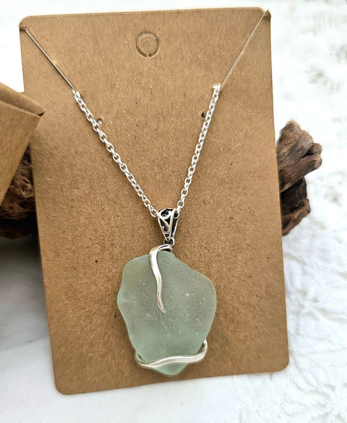 Authentic North East English Coast Aqua Seaglass Sterling Silver Pendant/Necklace