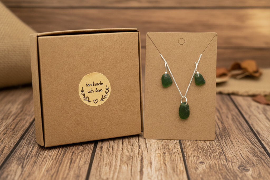 Seaham Green Seaglass necklace and earring set ✨️