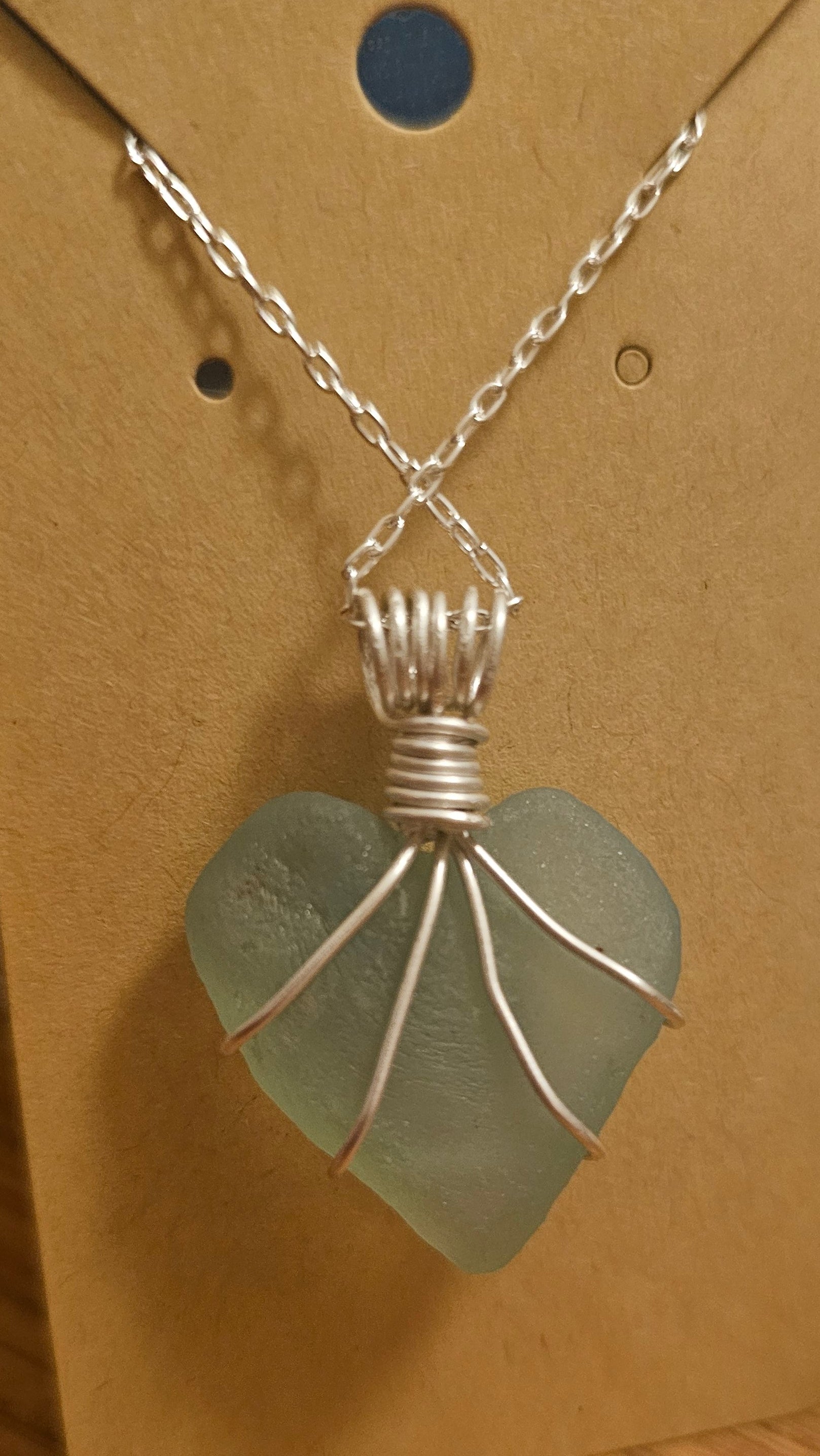Opalescent handcarved seaglass necklace
