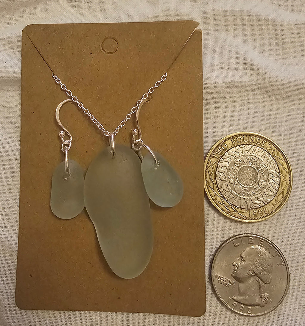 Authentic Seaglass Necklace and earrings set from North East English Coast ✨️