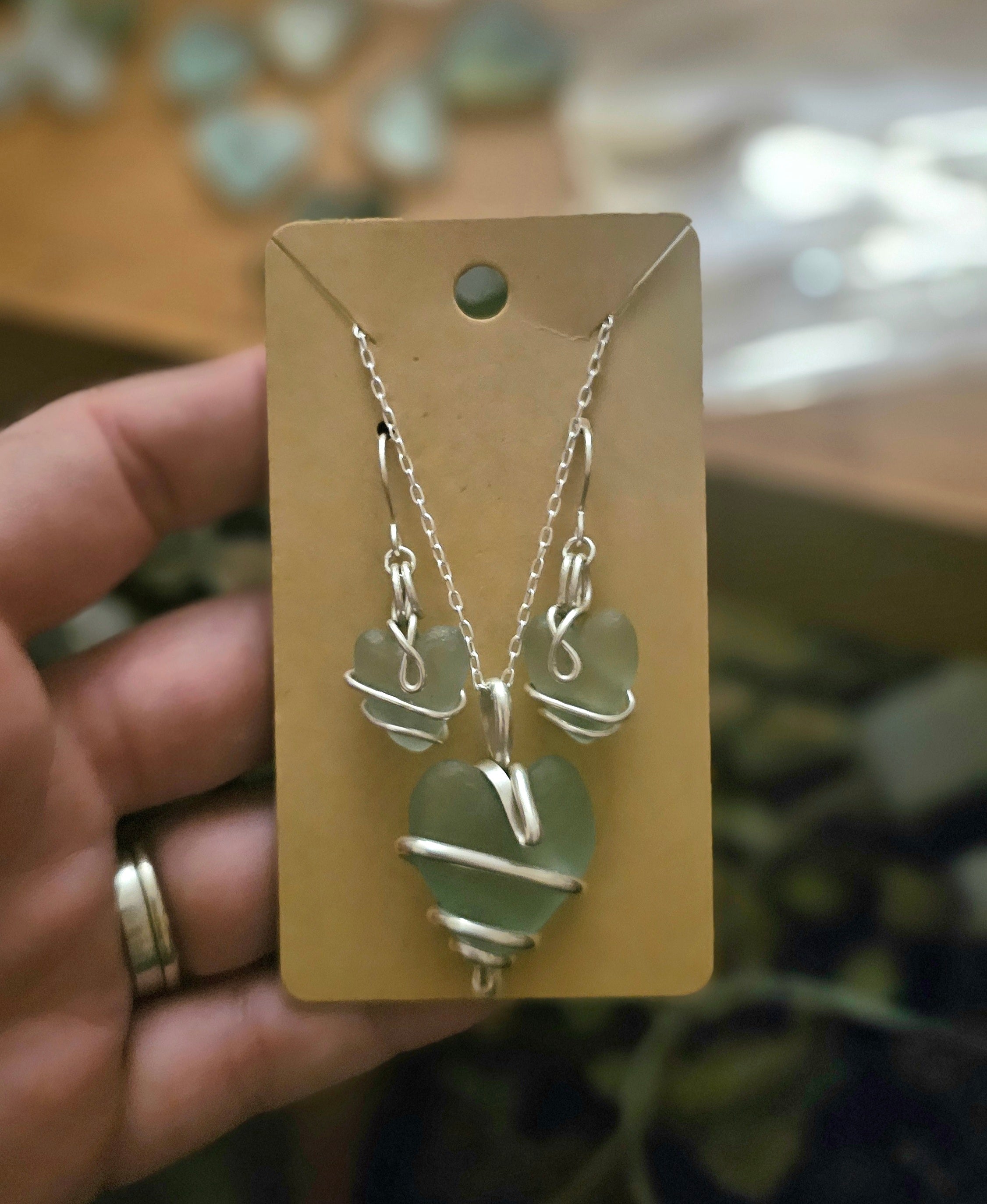 Seaglass Hearts jewelry set ✨️