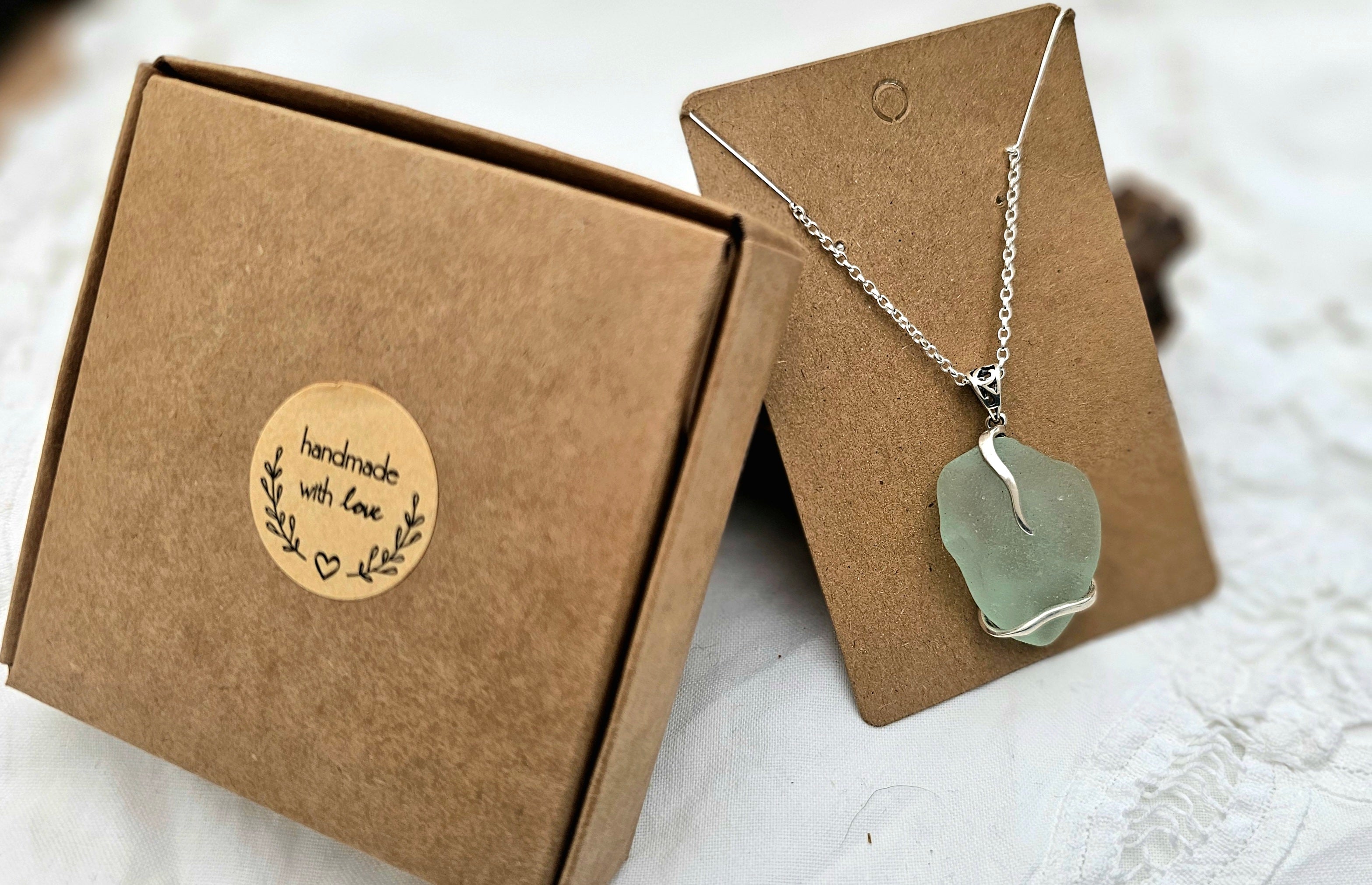 Authentic North East English Coast Aqua Seaglass Sterling Silver Pendant/Necklace
