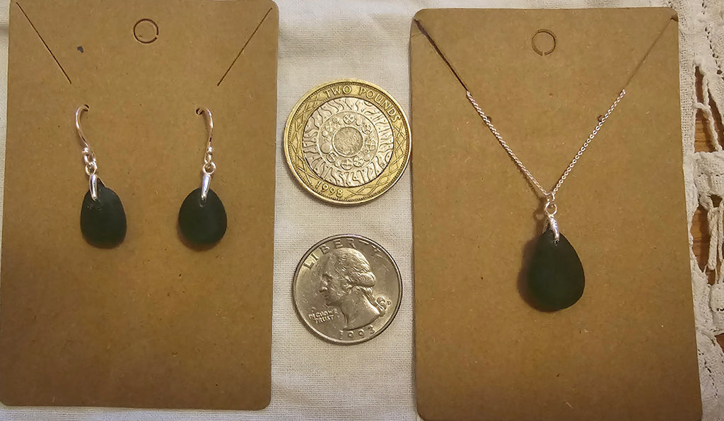 Seaham Green seaglass earring and necklace set 😍