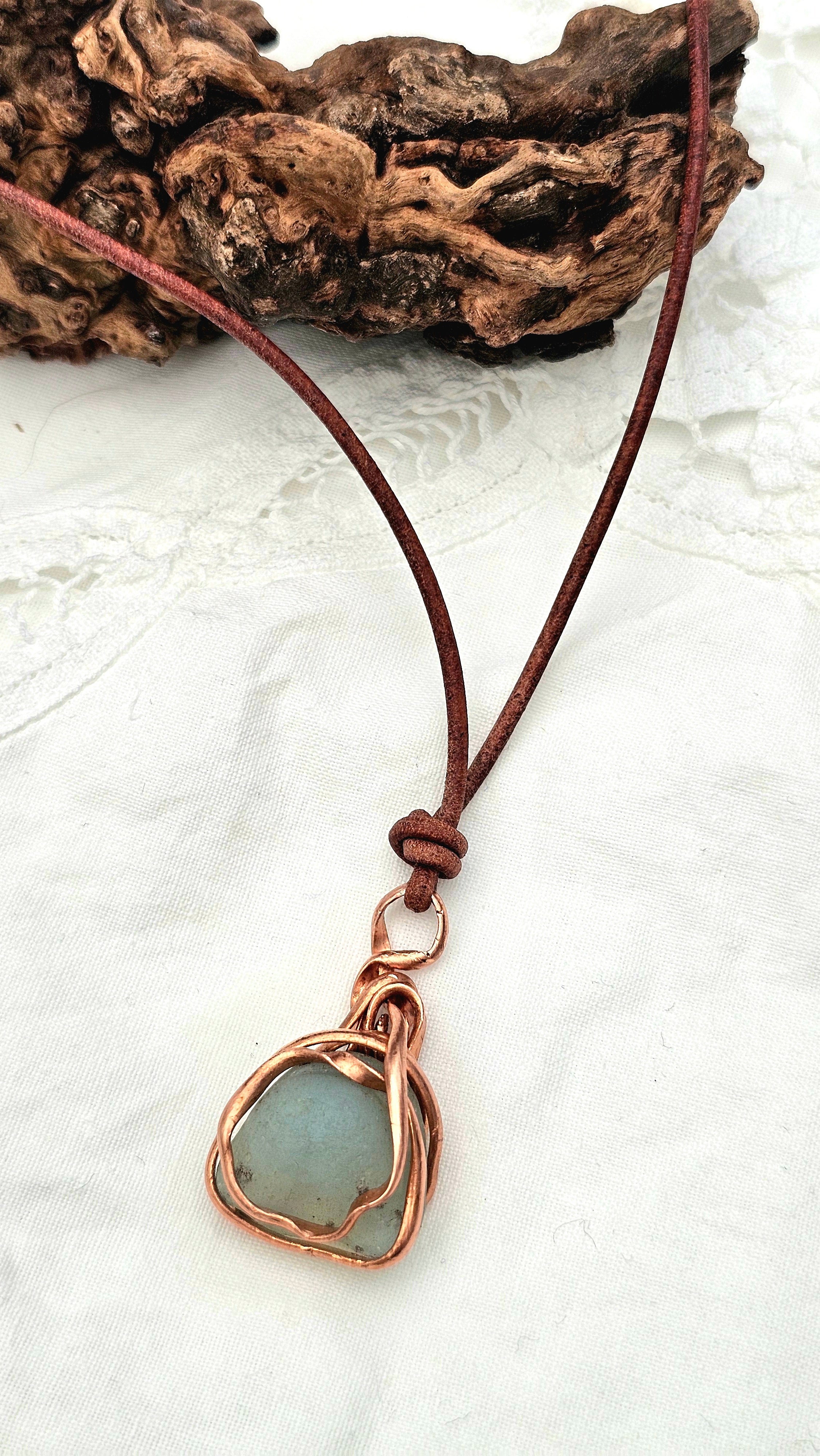 Opalescent seaglass necklace