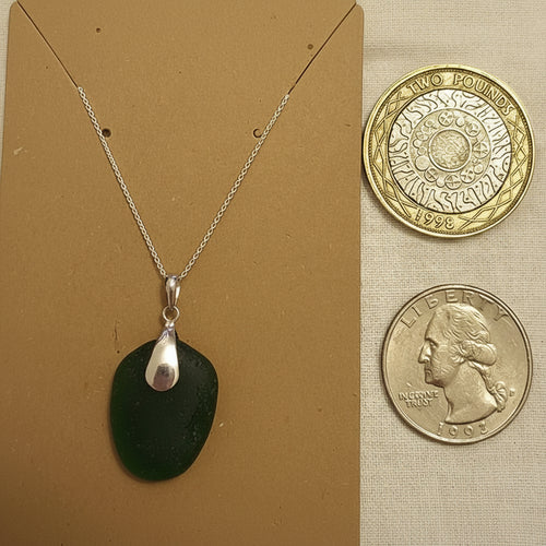 Authentic Seaham Green Seaglass Sterling Silver Necklace