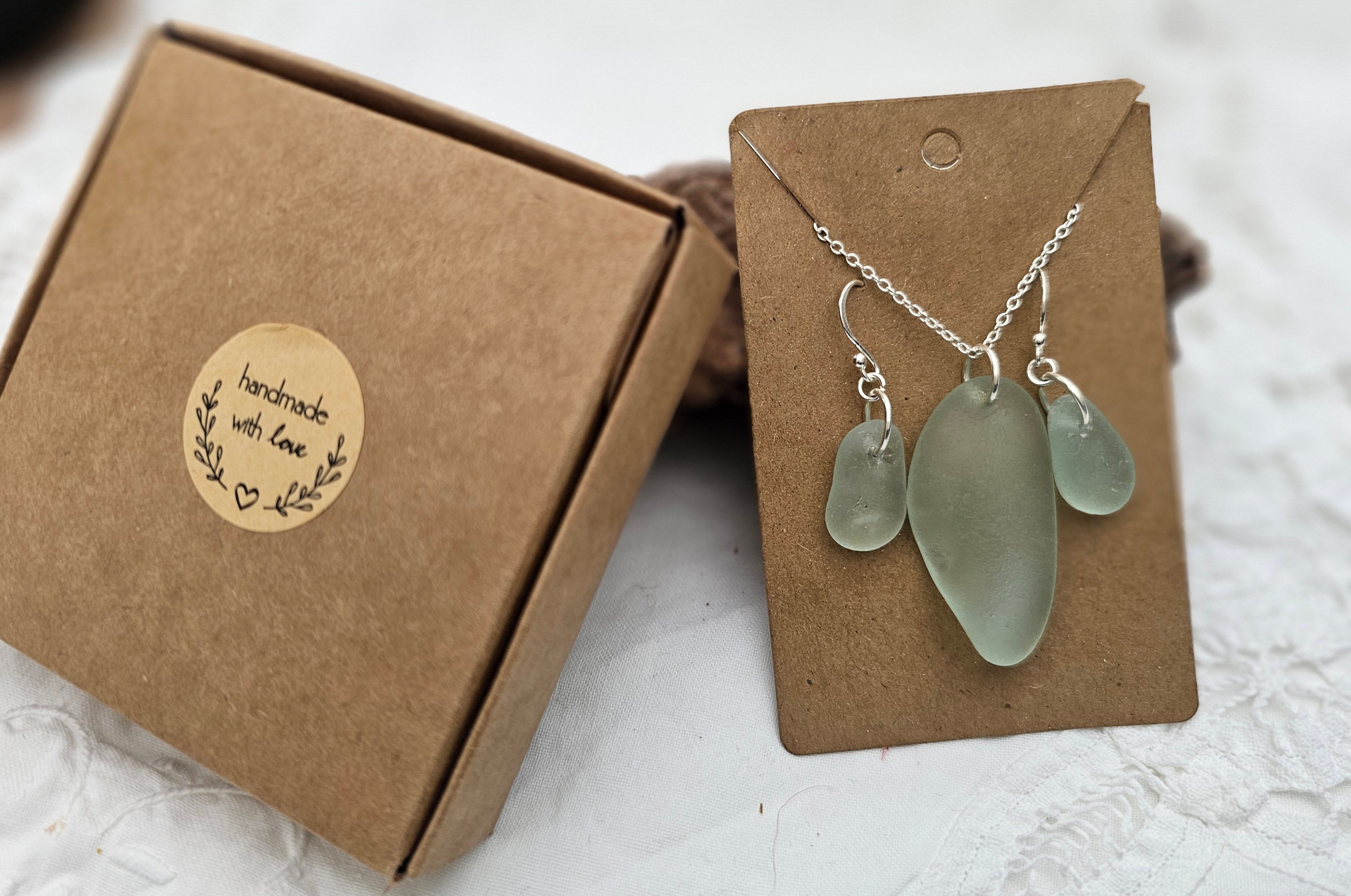 Authentic Seaglass Necklace and earrings set from North East English Coast ✨️