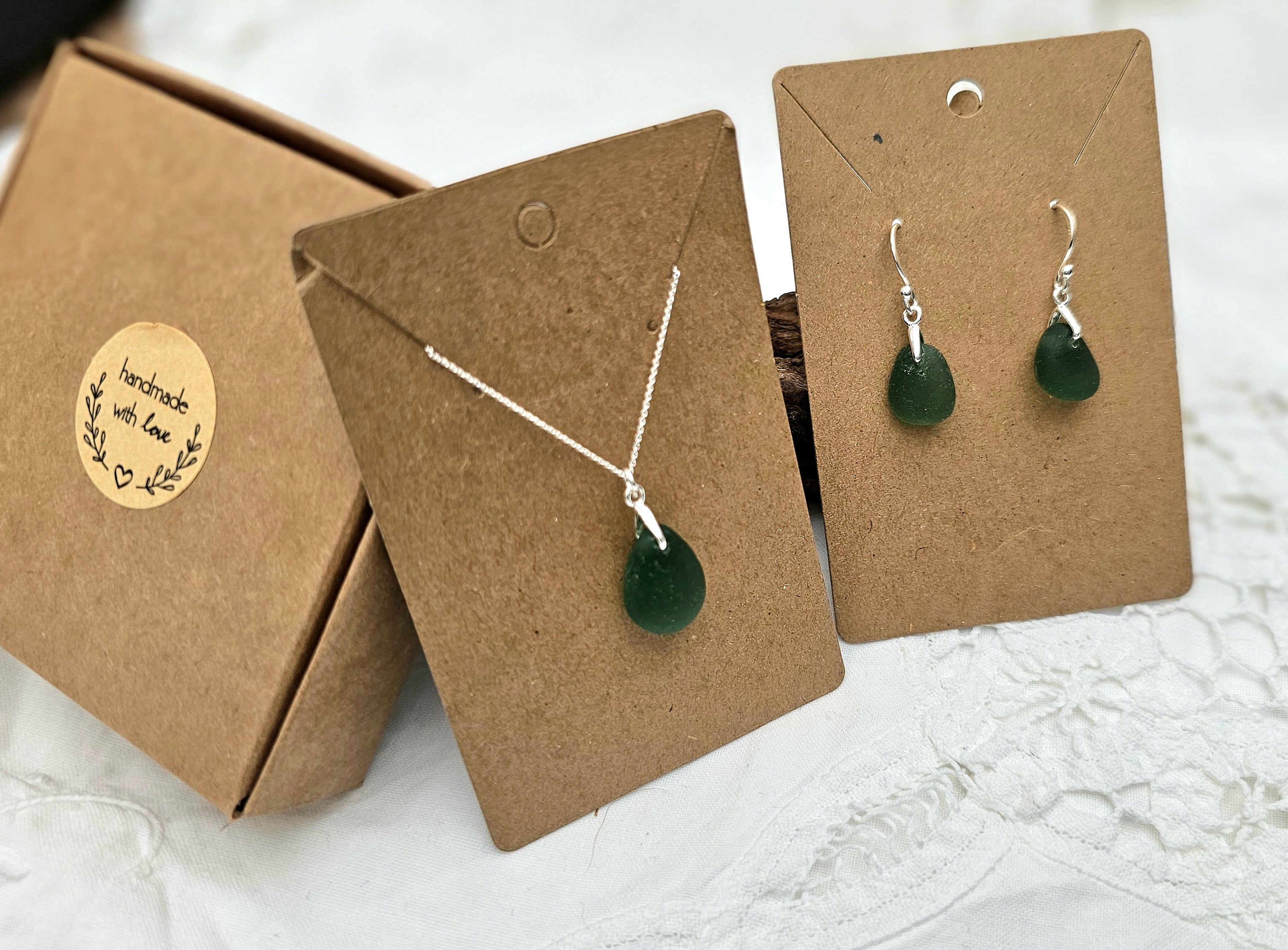 Seaham Green seaglass earring and necklace set 😍