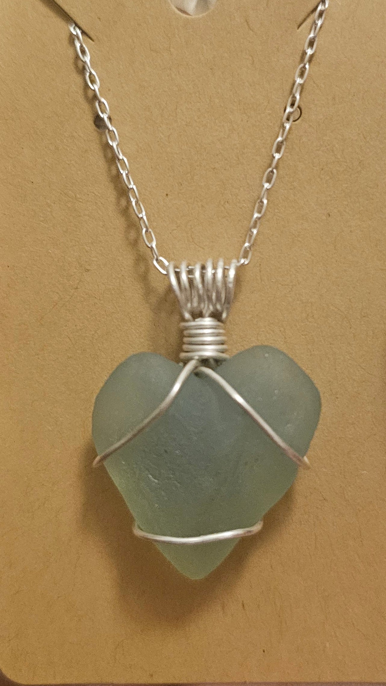 Opalescent handcarved seaglass necklace