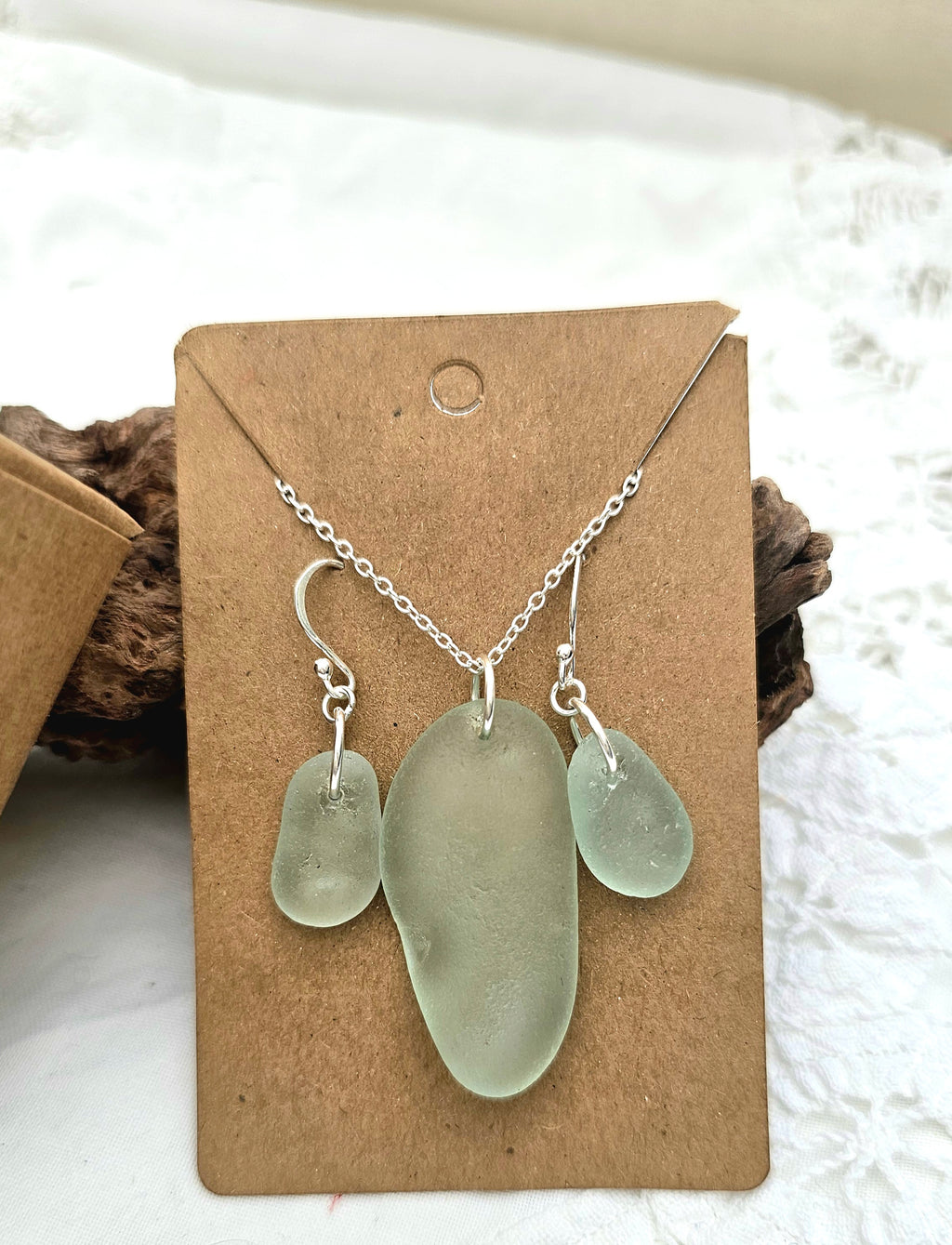 Authentic Seaglass Necklace and earrings set from North East English Coast ✨️