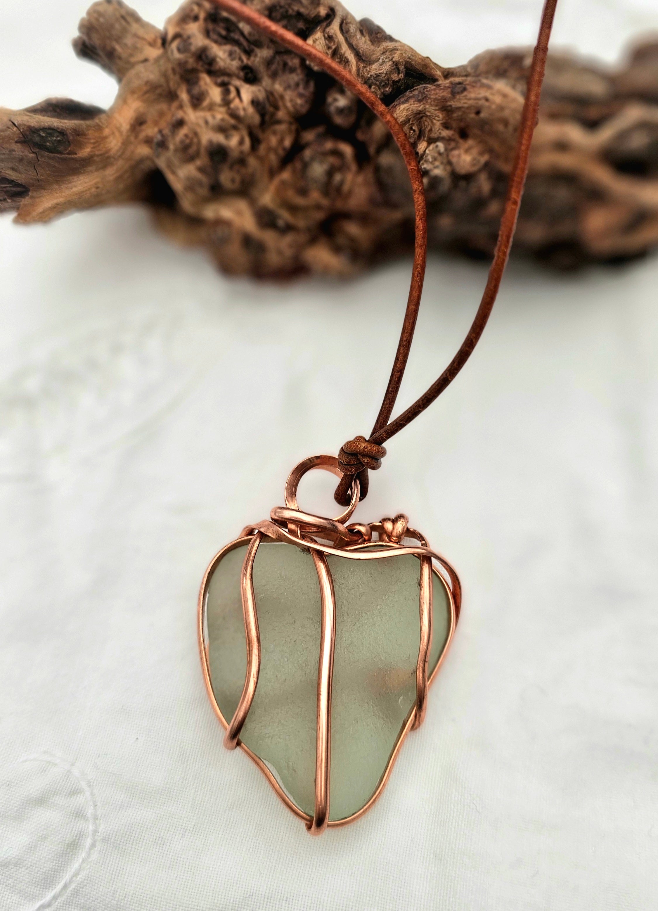 Heart-shaped seaglass necklace