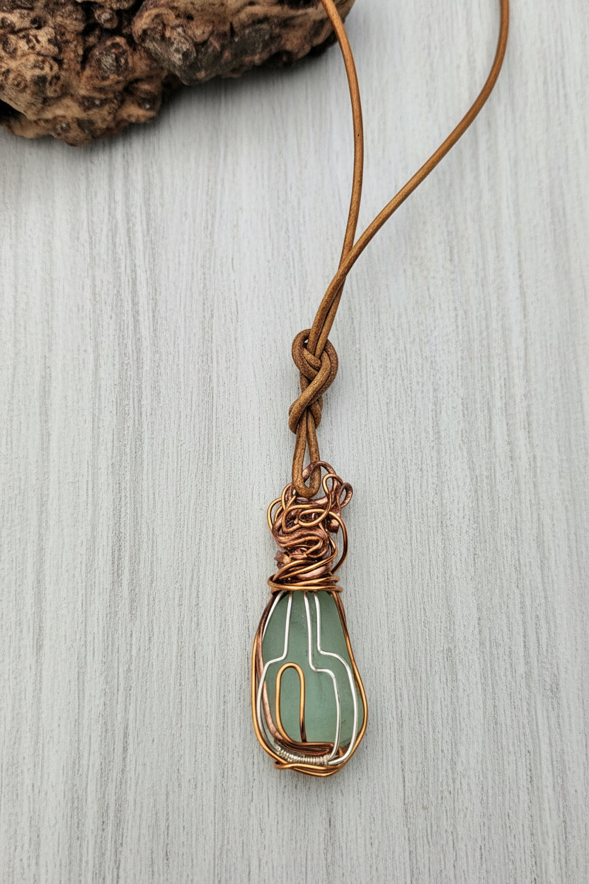 Seaglass wire wrapped necklace